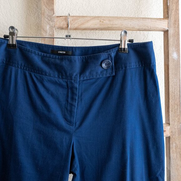 Style & Co Pants Size 12 Navy Blue Cropped Button Hem Capris Sailor Chic - Picture 3 of 5